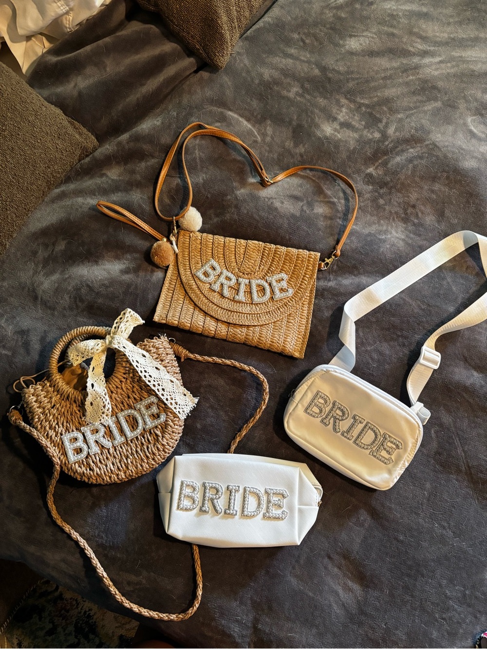 BRIDE Embellished Raffia & Faux-Leather Crossbody Bag - Natural and White